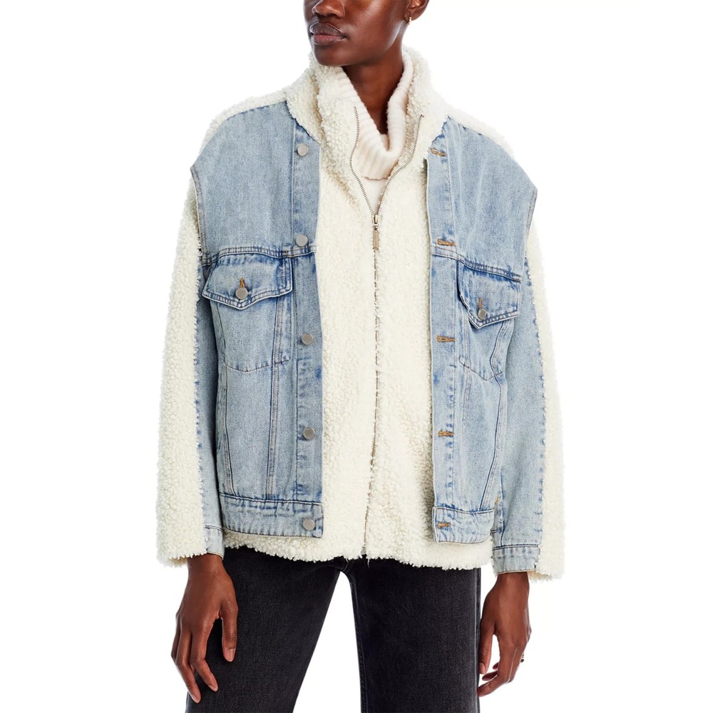 BLANKNYC‎ Faux Sherpa Denim Mixed Media Jacket Size Large NEW